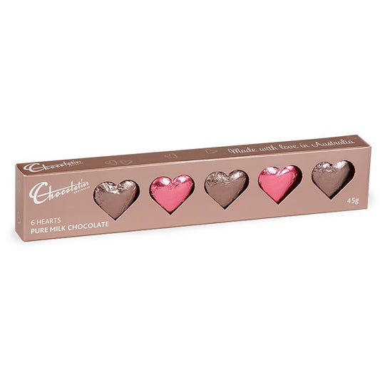 45g Solid Milk Chocolate Hearts - Pink/Mocha